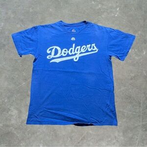☀️ Los Angeles Dodgers Clayton Kershaw Graphic Tee Mens Size M Blue Majestic